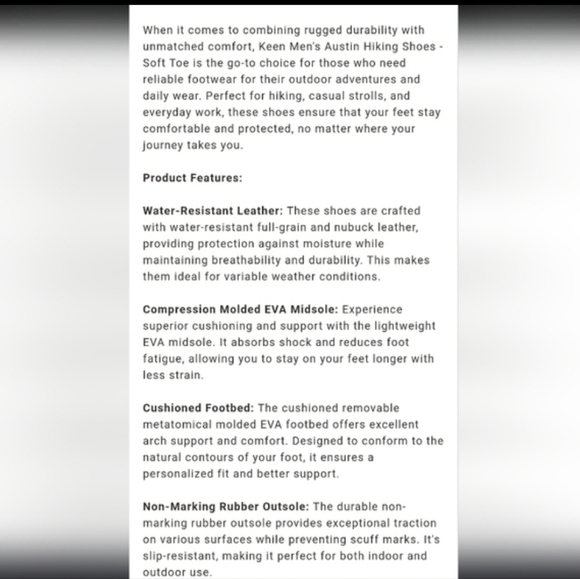 Keen Austin Leather Water Resistant Black Hike Walk Casual Sneaker Shoe Men 10.5 - Picture 12 of 13